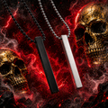 2Pcs Bar Pendant Necklace – Black & Silver Stainless Steel Chain